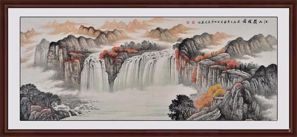 董事長(zhǎng)辦公室設(shè)計(jì)時(shí)掛哪些裝飾畫，可以襯托出品味和修養(yǎng)《江山攬勝圖》